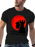Chess Instructor Graphic Tee - Black Cotton Shirt