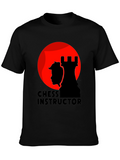 Chess Instructor Graphic Tee - Black Cotton Shirt