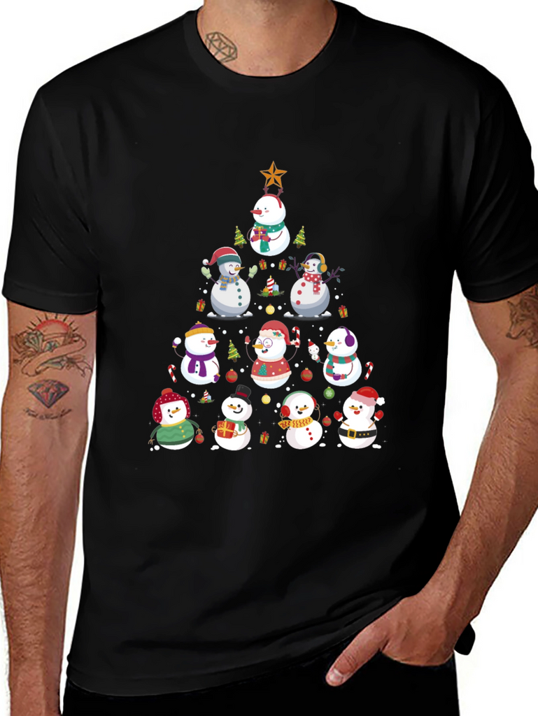 Festive Snowman Christmas Tree T-Shirt