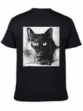 Black Cat Portrait Graphic T-Shirt
