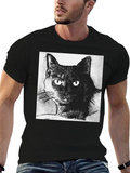 Black Cat Portrait Graphic T-Shirt