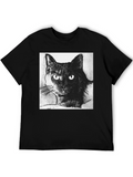 Black Cat Portrait Graphic T-Shirt