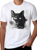 Black Cat Portrait Graphic T-Shirt