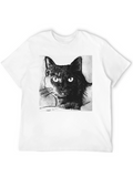 Black Cat Portrait Graphic T-Shirt
