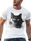 Black Cat Portrait Graphic T-Shirt