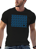 Blue Whale Pattern Black T-Shirt