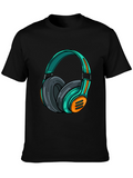 Stylish Black T-Shirt with Cool Headphone Graphic