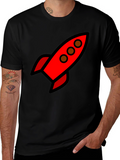 Retro Rocket Black T-Shirt
