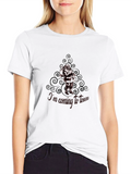 Santas Coming to Town Black Cotton T-Shirt