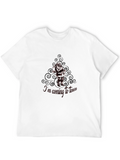 Santas Coming to Town Black Cotton T-Shirt