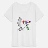 Peace dove white colored text