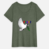 Peace dove white colored text