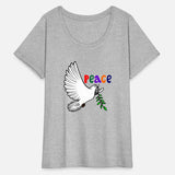 Peace dove white colored text