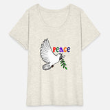 Peace dove white colored text