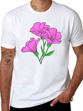 Pink Lily Floral Hand Drawn Gardening Gift Classic Cotton Tee – Unisex Comfort For Any Season