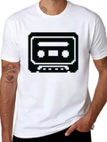 Pixelated Cassette Tape In Black Classic Cotton Tee – Unisex Comfort For Any Season