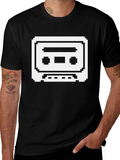 Pixelated Cassette Tape In Black Classic Cotton Tee – Unisex Comfort For Any Season
