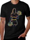 Cheerleader Sketch Graphic T-Shirt - Black