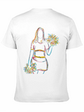 Cheerleader Sketch Graphic T-Shirt - Black