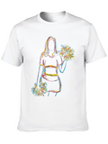 Cheerleader Sketch Graphic T-Shirt - Black
