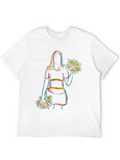 Cheerleader Sketch Graphic T-Shirt - Black