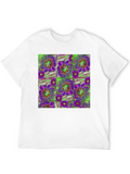 Plum Purple And Neon Flower Classic Cotton Tee – Unisex Comfort For Any Season
