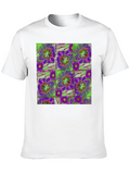 Plum Purple And Neon Flower Classic Cotton Tee – Unisex Comfort For Any Season