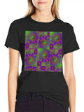 Plum Purple And Neon Flower Classic Cotton Tee – Unisex Comfort For Any Season