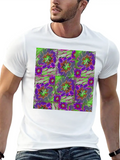 Plum Purple And Neon Flower Classic Cotton Tee – Unisex Comfort For Any Season