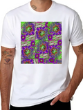 Plum Purple And Neon Flower Classic Cotton Tee – Unisex Comfort For Any Season