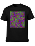 Plum Purple And Neon Flower Classic Cotton Tee – Unisex Comfort For Any Season