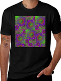 Plum Purple And Neon Flower Classic Cotton Tee – Unisex Comfort For Any Season