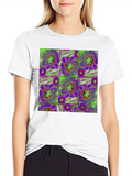 Plum Purple And Neon Flower Classic Cotton Tee – Unisex Comfort For Any Season