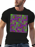 Plum Purple And Neon Flower Classic Cotton Tee – Unisex Comfort For Any Season