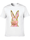 Geometric Rabbit Graphic Black T-Shirt