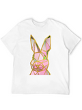 Geometric Rabbit Graphic Black T-Shirt