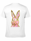 Geometric Rabbit Graphic Black T-Shirt