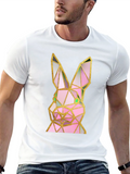 Geometric Rabbit Graphic Black T-Shirt