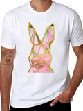 Geometric Rabbit Graphic Black T-Shirt