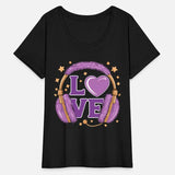 Purple Love Music Headphones with Stars and Heart