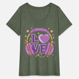 Purple Love Music Headphones with Stars and Heart