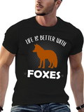 Life is Better with Foxes Black T-Shirt