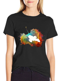 Nebula Leaf Graphic Tee - Trendy Space Design Shirt