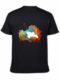 Nebula Leaf Graphic Tee - Trendy Space Design Shirt