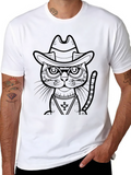 Cool Cat Cowboy Black T-Shirt