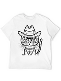 Cool Cat Cowboy Black T-Shirt
