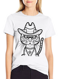 Cool Cat Cowboy Black T-Shirt