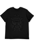 Cool Cat Cowboy Black T-Shirt