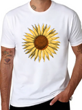 Sunflower Graphic Tee - Stylish Black Cotton T-Shirt