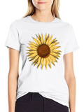 Sunflower Graphic Tee - Stylish Black Cotton T-Shirt